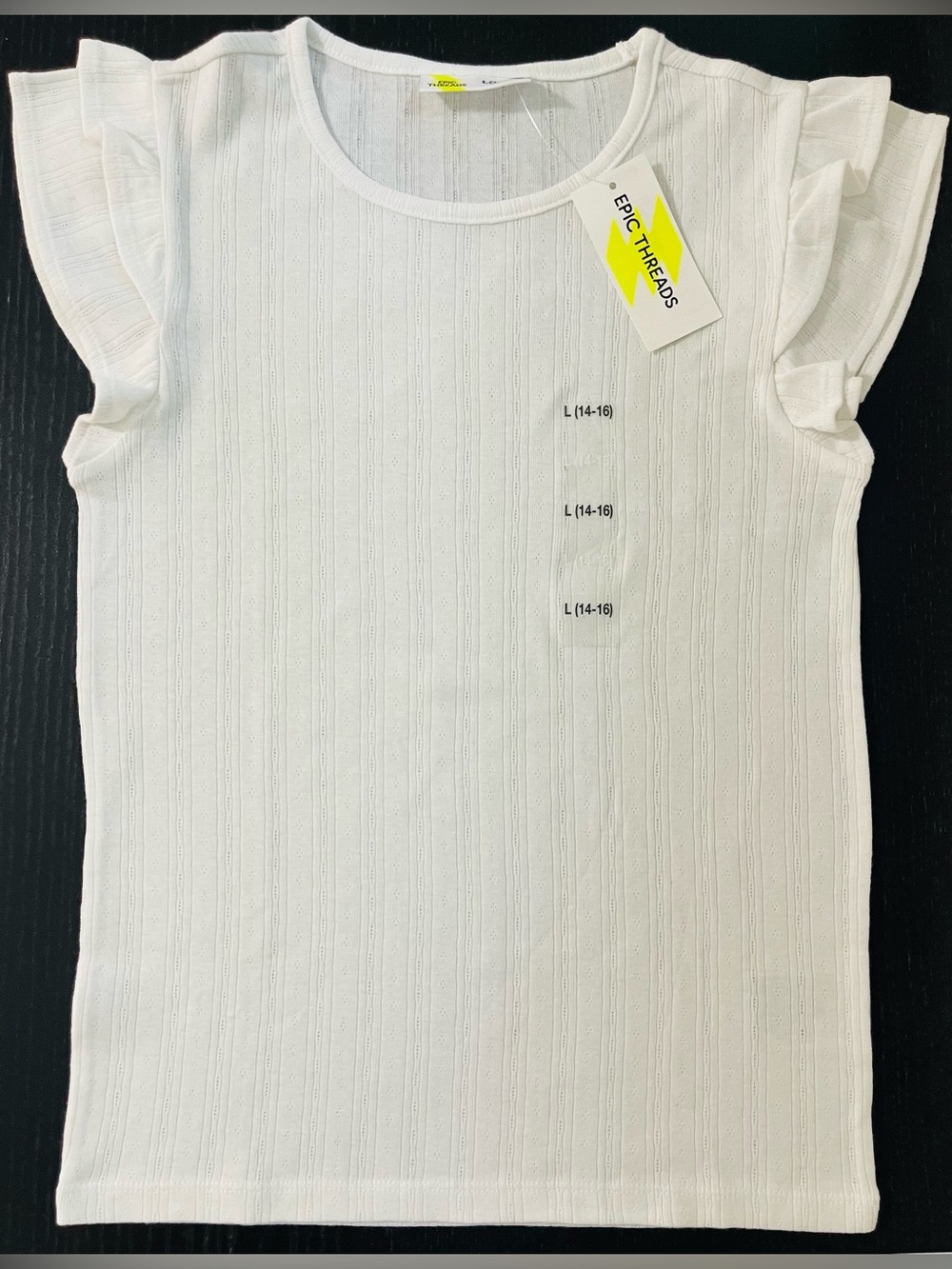 Epic Threads White Ruffle Sleeve Knit Tee